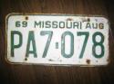 USED　ナンバープレート 69 MISSOURI