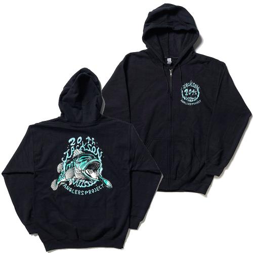 Jackson fish full zip hoodie (BLACK)